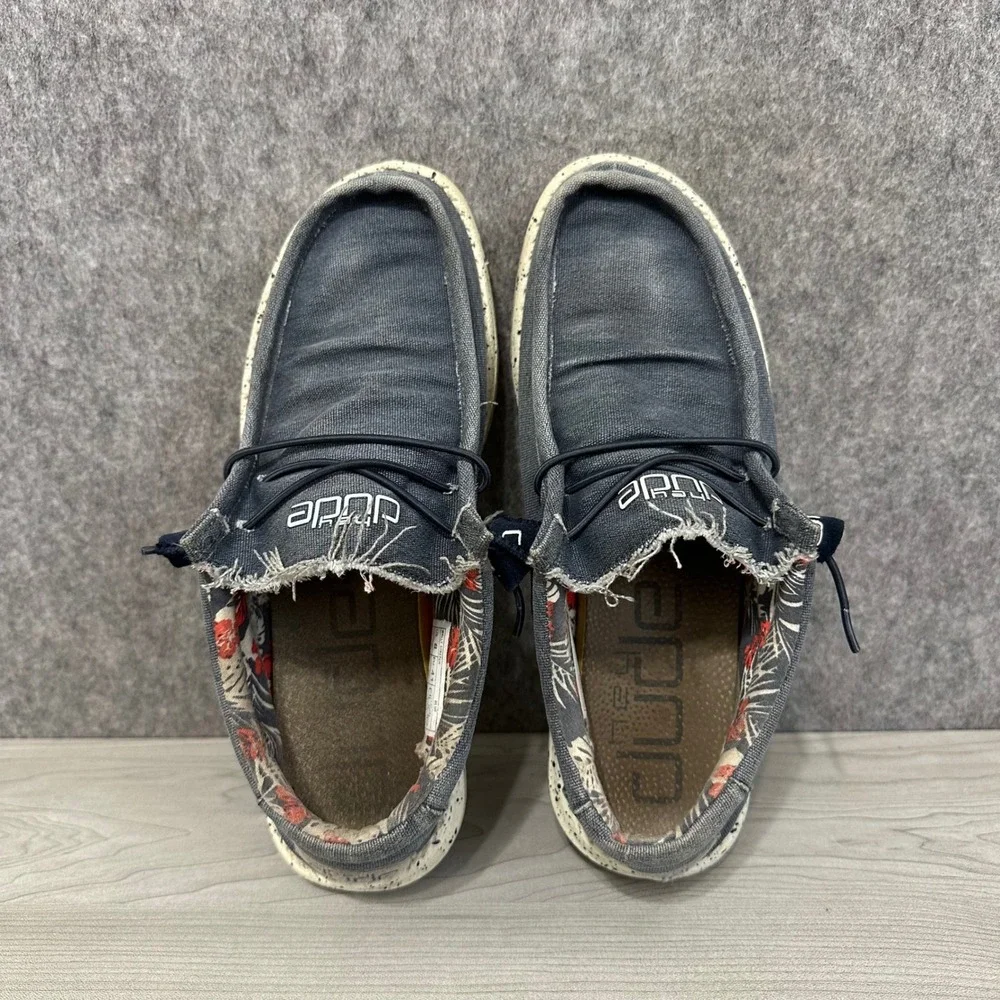 Hey Dude Wally Stretch Mens Size 8 Blue Loafers Moccasins Speckled Sole Casual